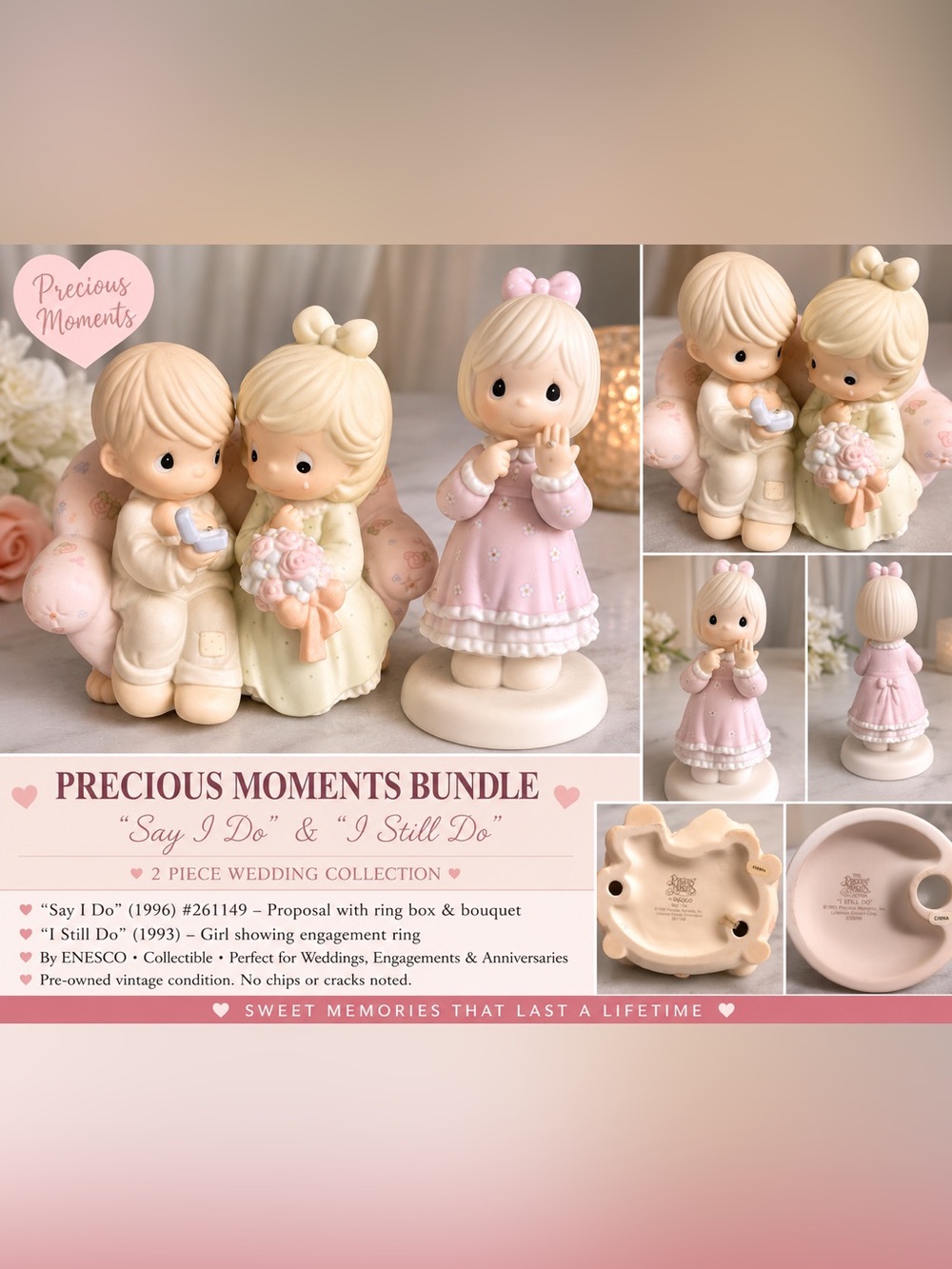 Vintage Precious Moments Wedding Bundle Say I Do & I Still Do
